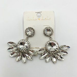 Rhinestone Statement Prom Earrings, Large Pageant Earrings in Clear/Silv…